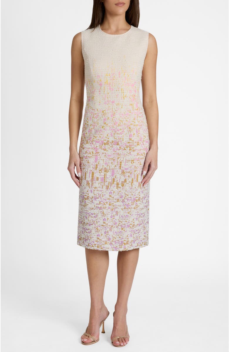 Santorelli Britta Midi Sheath Dress in Ombré Jacquard, Main, color, Pearl