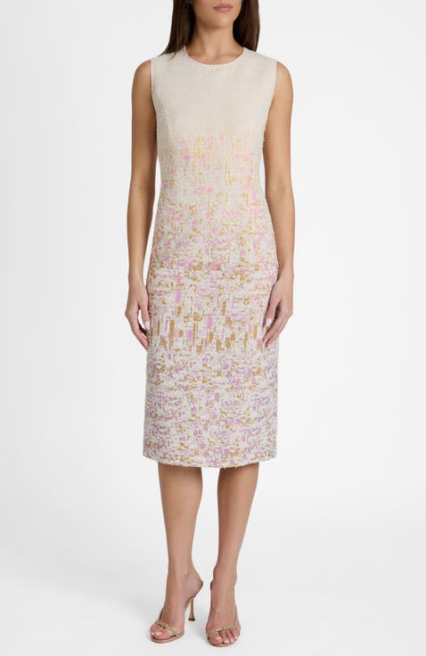 Britta Midi Sheath Dress in Ombré Jacquard