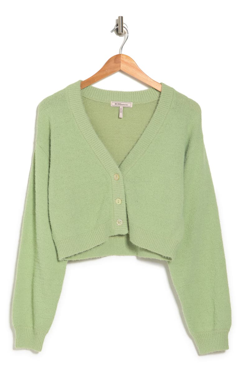 BCBGeneration Sweater Fuzzy Cropped Cardigan, Alternate, color, 
