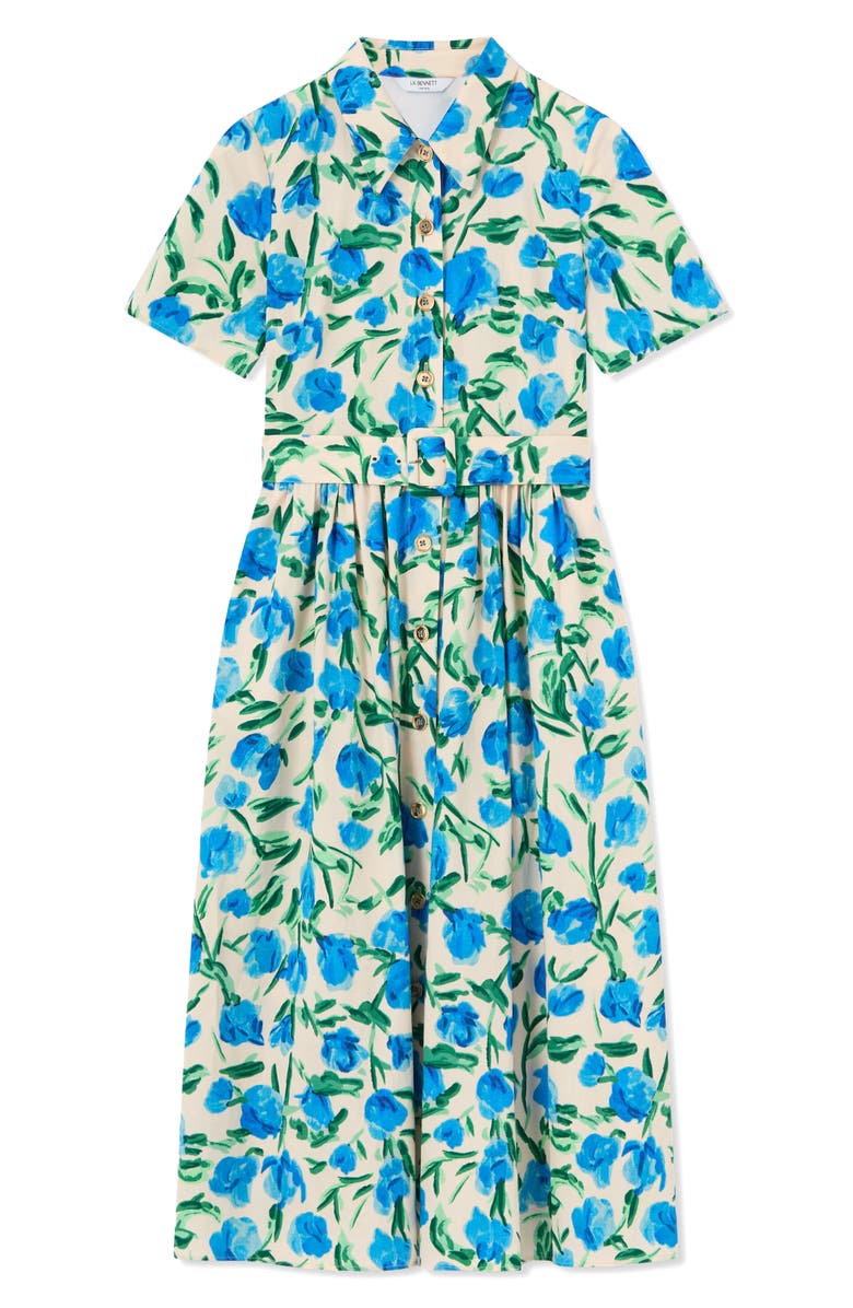 LK Bennett Calder Floral Short Sleeve Cotton Shirtdress, Alternate, color,