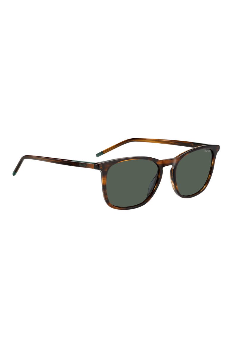 53mm Rectangular Sunglasses, Alternate, color, BROWN HORN/ GREEN