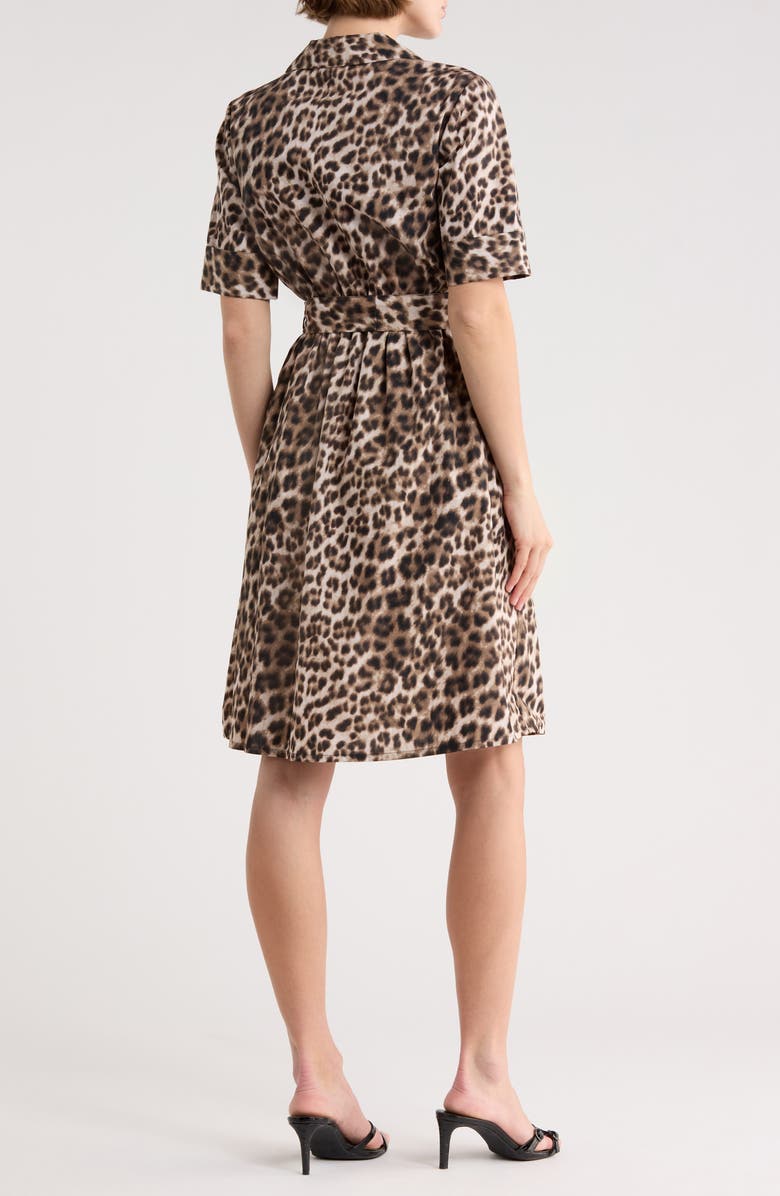 DKNY Leopard Print Shirtdress, Alternate, color, Cappcucino Multi