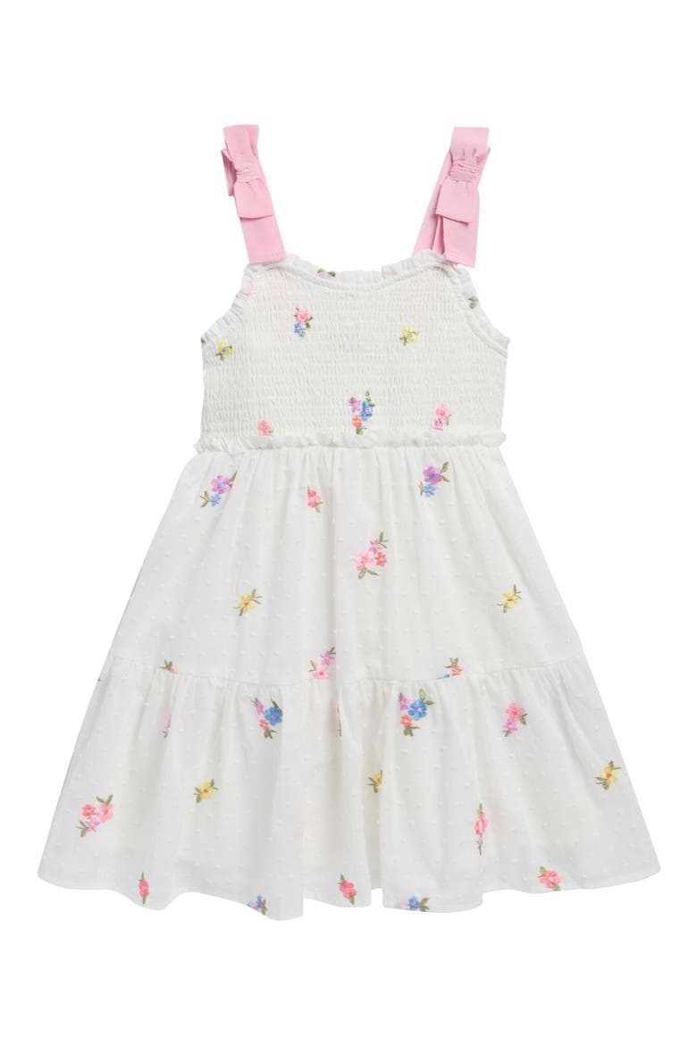 Floral Embroidered Smock Sundress, Main, color, IVORY