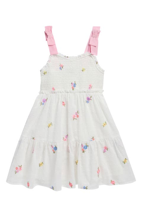 Floral Embroidered Smock Sundress