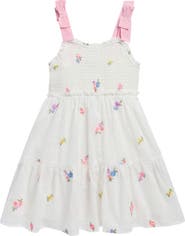 Zunie Floral Embroidered Smock Sundress