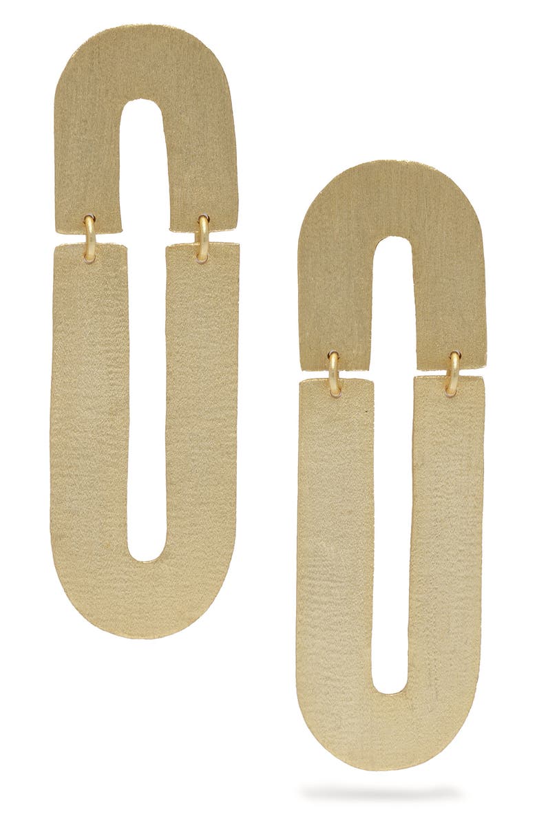 SAACHI Geometric Mirror Oval Drop Earrings, Alternate, color, Gold
