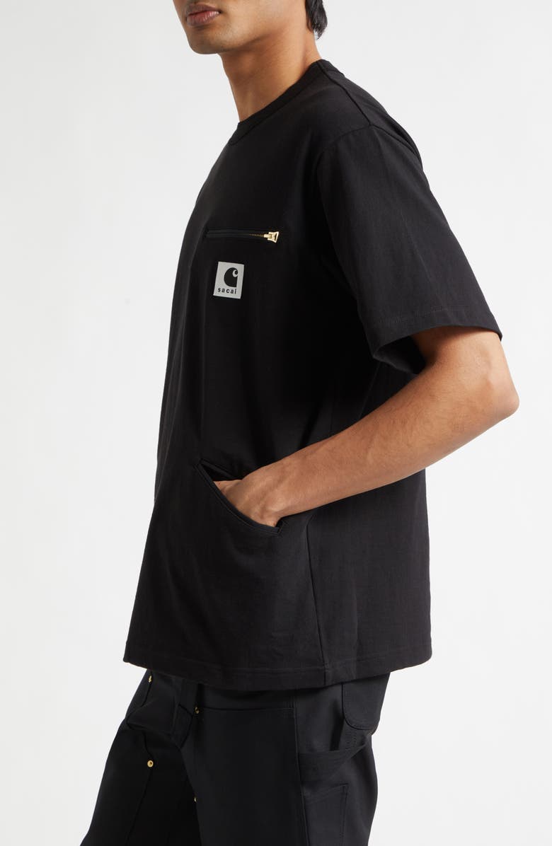 Sacai Carhartt WIP Cotton Jersey T-Shirt, Alternate, color, Black
