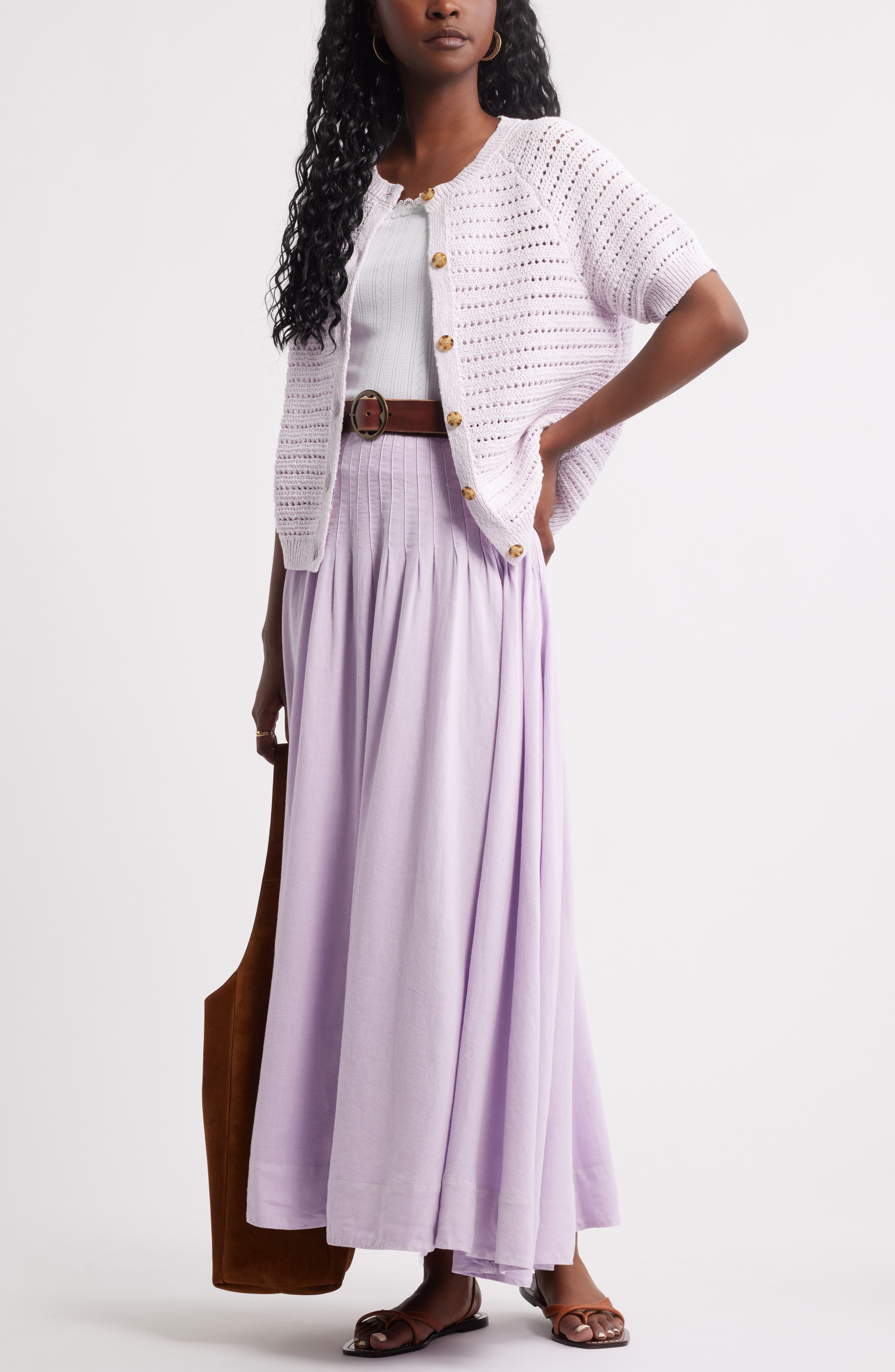 Open Stitch Short Sleeve Cotton Cardigan - image 4