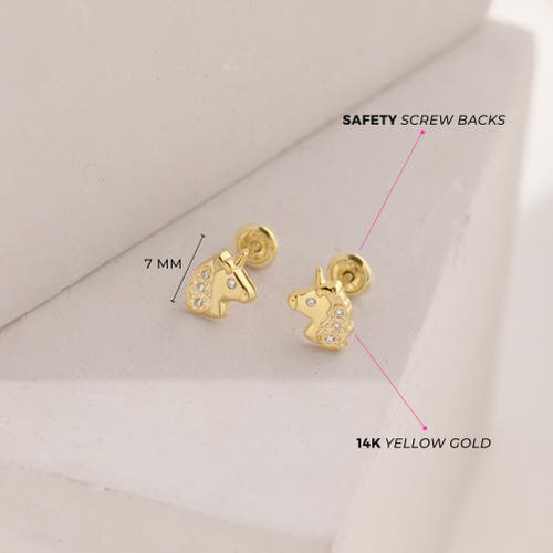 In Season Jewelry 14k Glimmering Clear Cubic Zirconia Unicorn Earrings In Gold