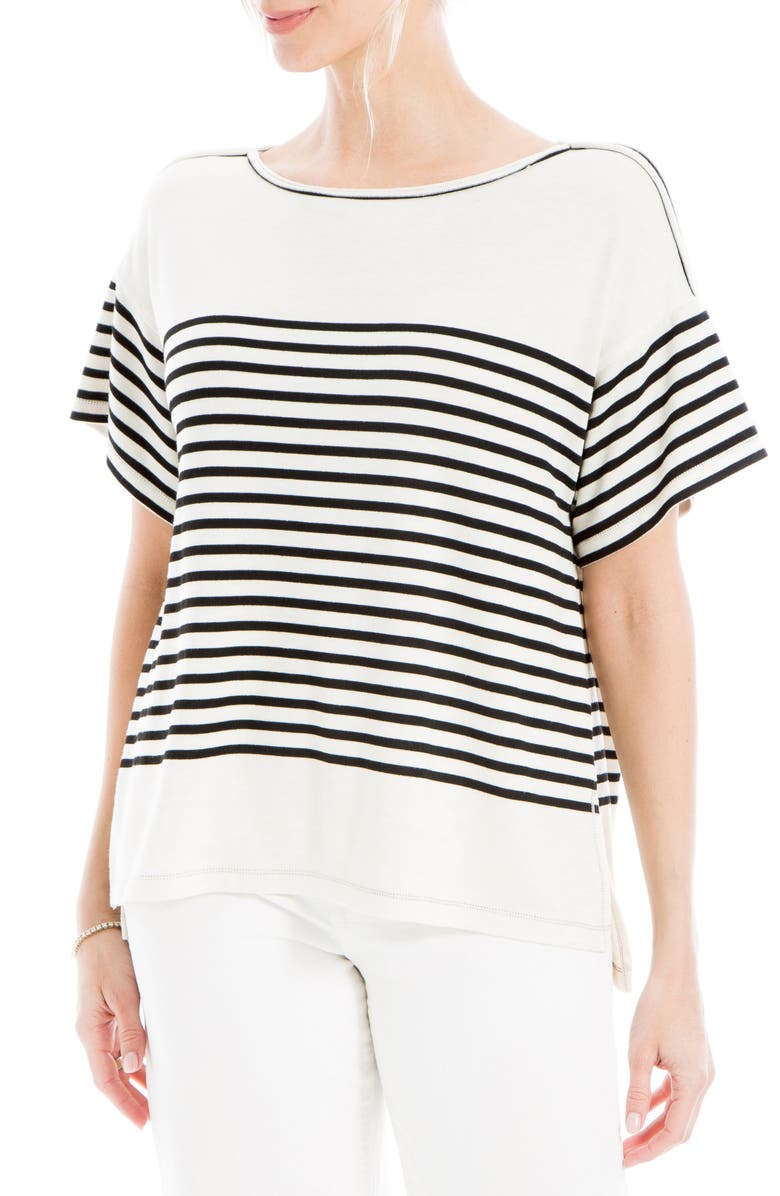 MAX STUDIO Stripe Boatneck T-Shirt, Alternate, color, Cream/ Black
