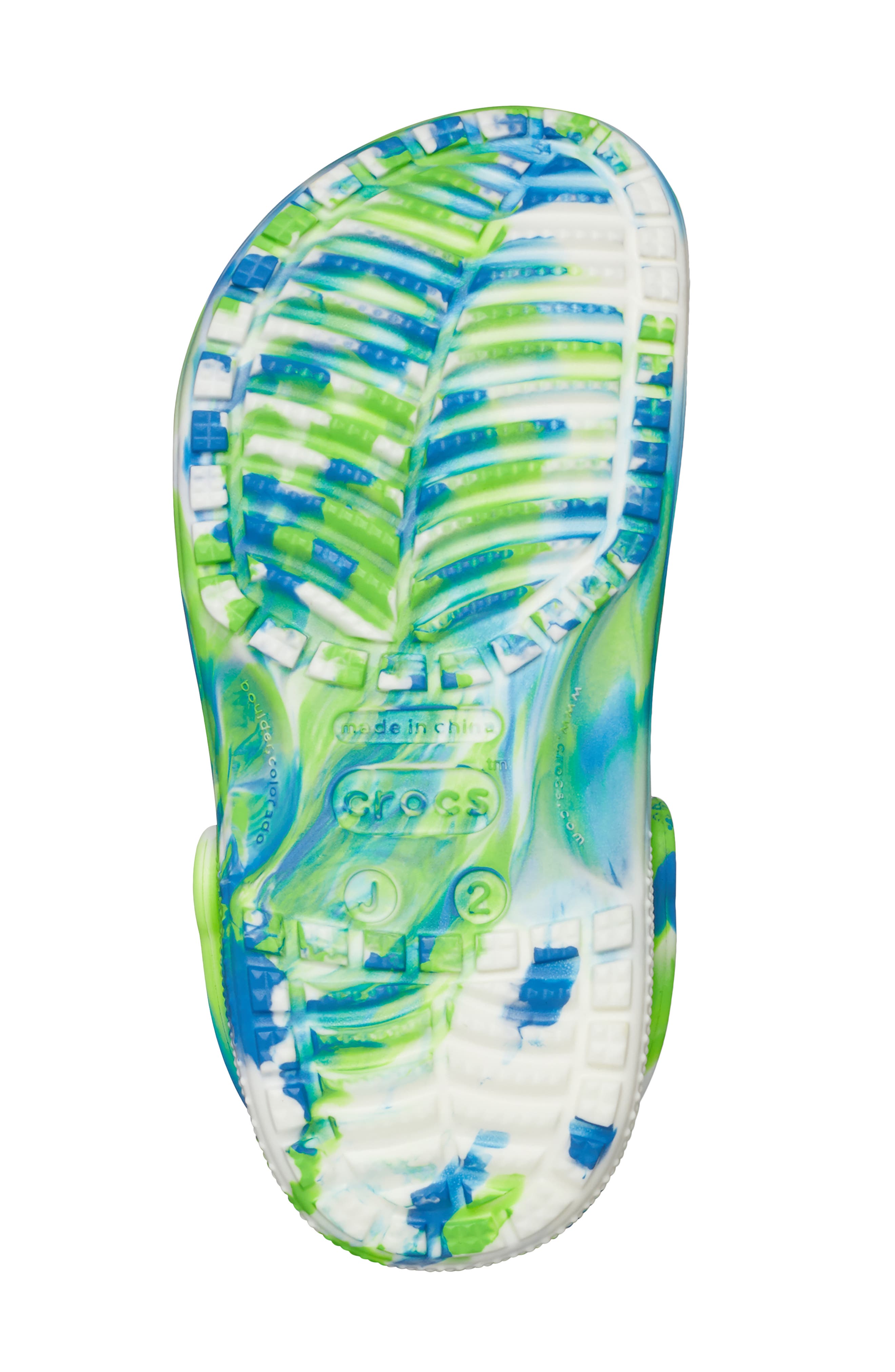 CROCS Kids' Classic Glow in the Dark Marble Clog, Alternate, color, Prep Blue Multi