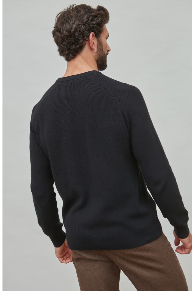 Cotton Lightweight Fisherman Rib Sweater, Alternate, color, Black