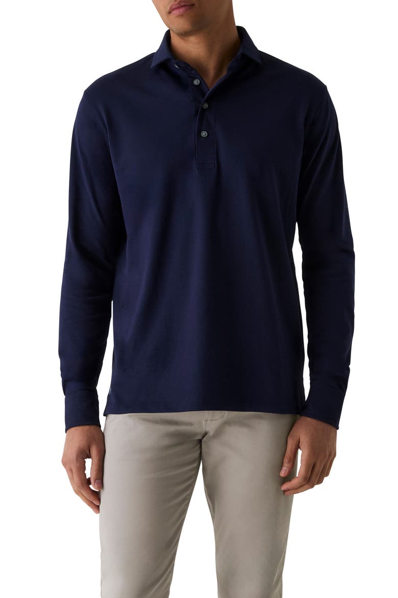 Omaha Brrr° Performance Long Sleeve Polo, Main, color, MALTESE BLUE
