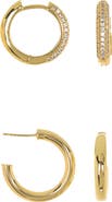 NORDSTROM RACK Demi Fine CZ Huggie Hoop Earrings - Set of 2