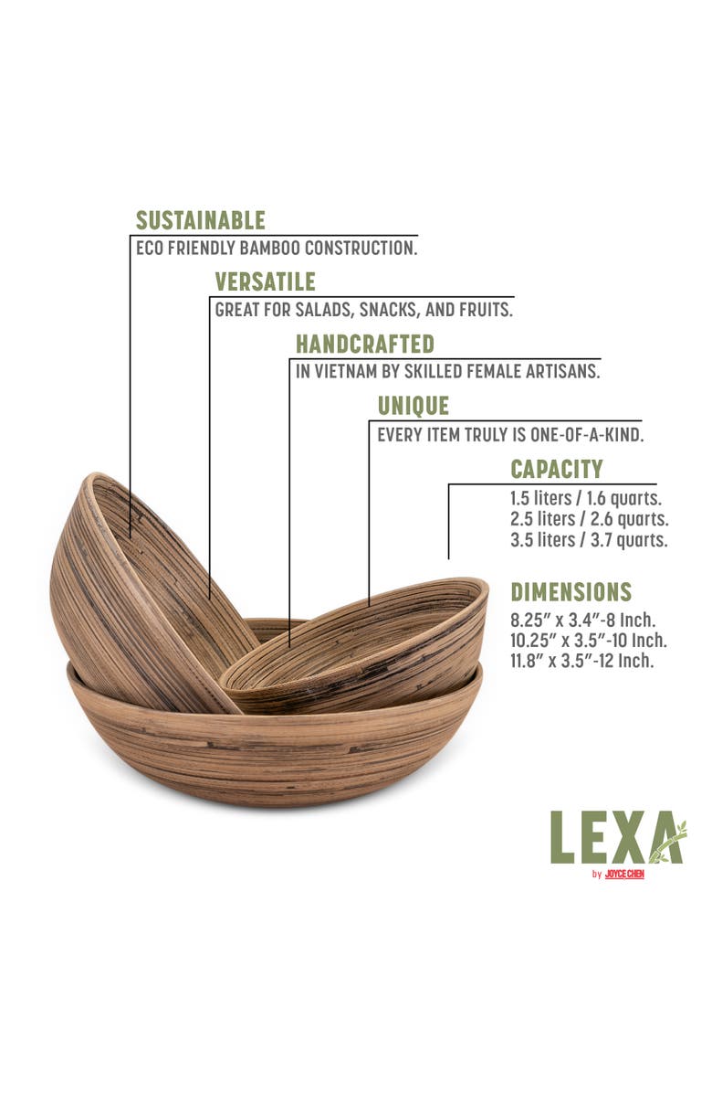 Lexa 3-Piece Bowl Set, 12, 10, 8 Inch, Alternate, color, Black