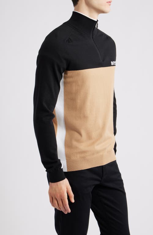 Hugo Boss Water-repellent Quarter-zip Sweatshirt In Black