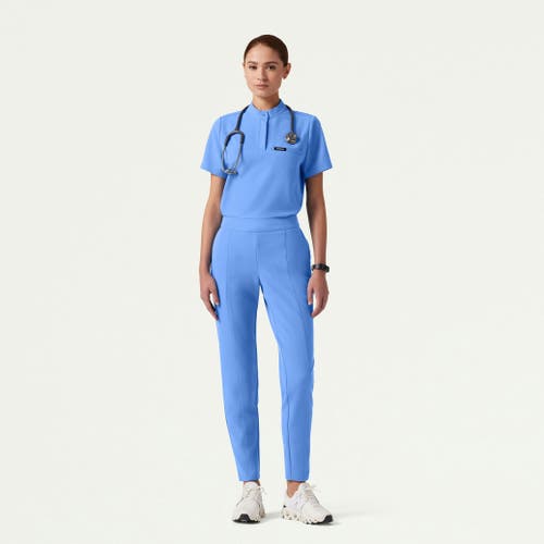 Jaanuu 1-pocket Classic Banded Collar Scrub Top In Blue