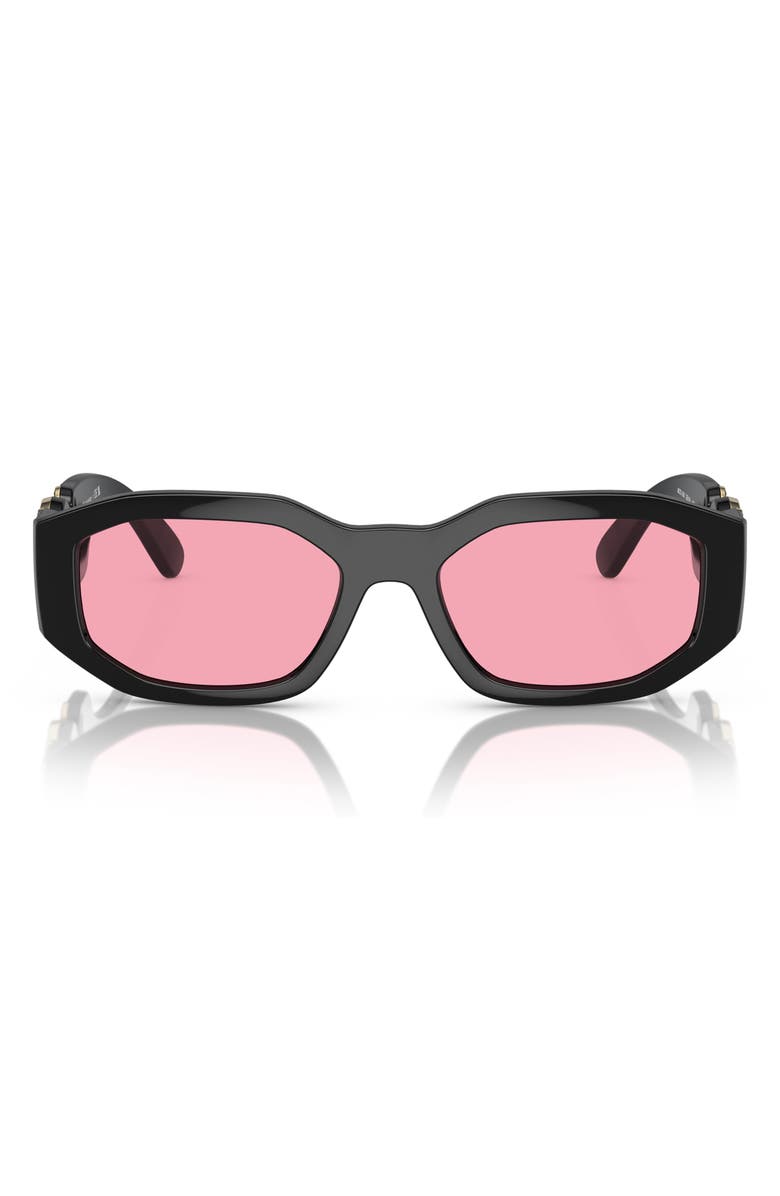 Versace Biggie 53mm Round Sunglasses, Main, color, Black Red