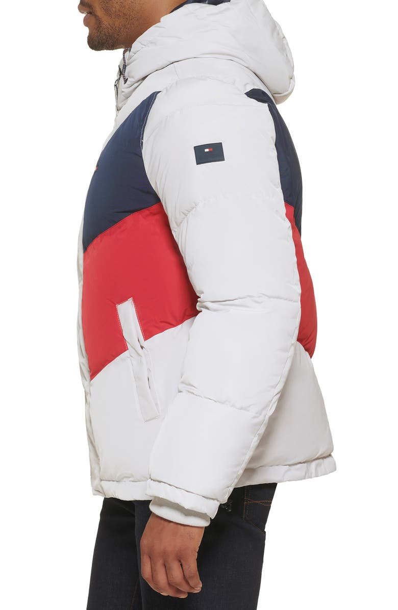 Tommy Hilfiger Colorblock Water Resistant Hooded Puffer Jacket, Alternate, color, 