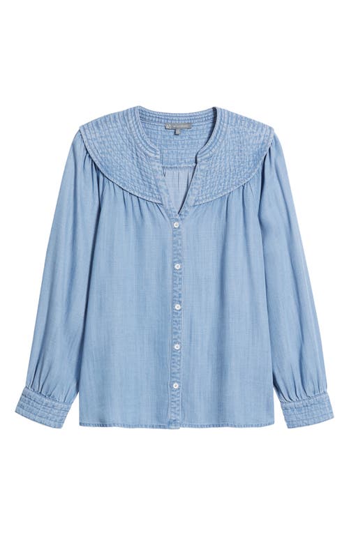 Wit & Wisdom Split Neck Balloon Sleeve Top In Light Blue
