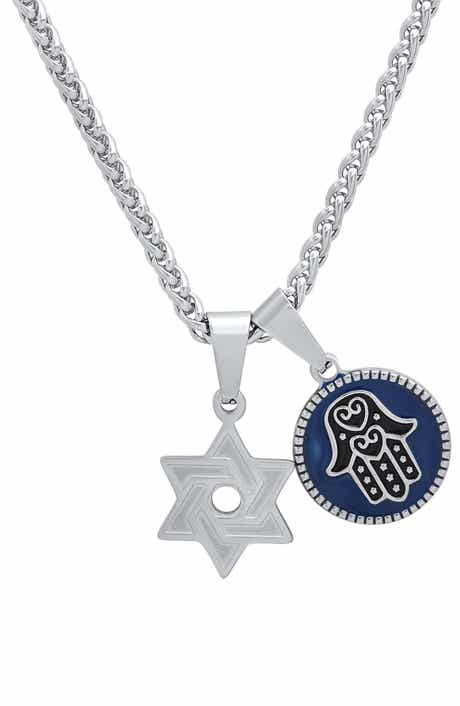 Men's Star of David & Hamsa Pendant Necklace