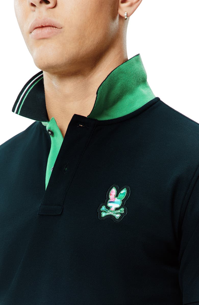 Psycho Bunny Nate Tipped Pima Cotton Piqué Polo, Alternate, color, Black