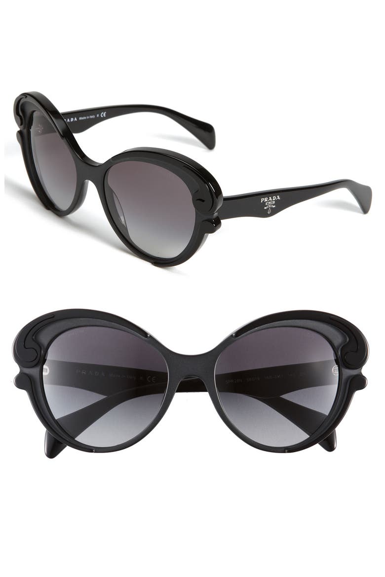 'Baroque' Cat's Eye Sunglasses, Main, color, BLACK
