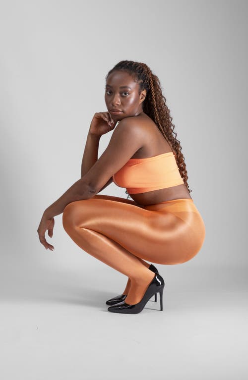 Lechery ® Lustrous Silky Shiny 20-denier Sheer Tights In Orange