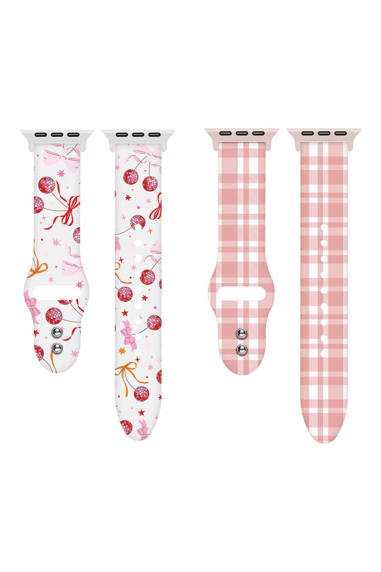 Set of 2 Printed Silicone Apple Watch® Watchbands, Alternate, color, PINK