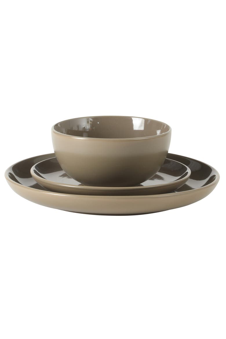 Rockaway 12 Piece Matte Two-Tone Stoneware Dinnerware Set, Service for 4, Alternate, color, Brown