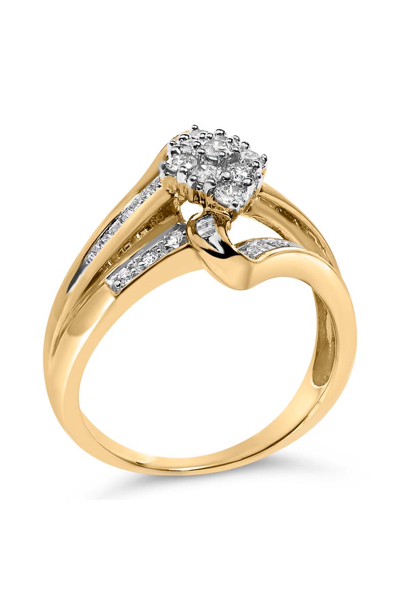10K Yellow Gold 1/2 cttw Diamond Cluster Cocktail Ring, Alternate, color, Yellow Gold