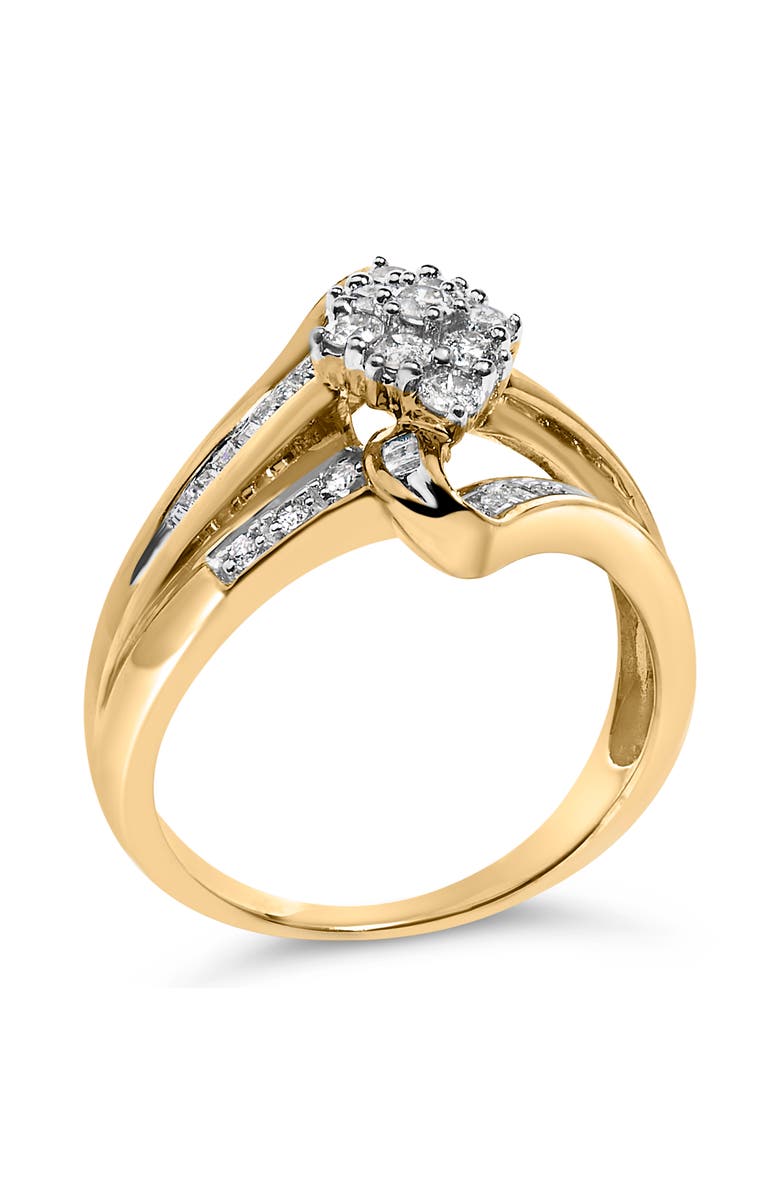 Haus of Brilliance 10K Yellow Gold 1/2 cttw Diamond Cluster Cocktail Ring, Alternate, color, Yellow Gold