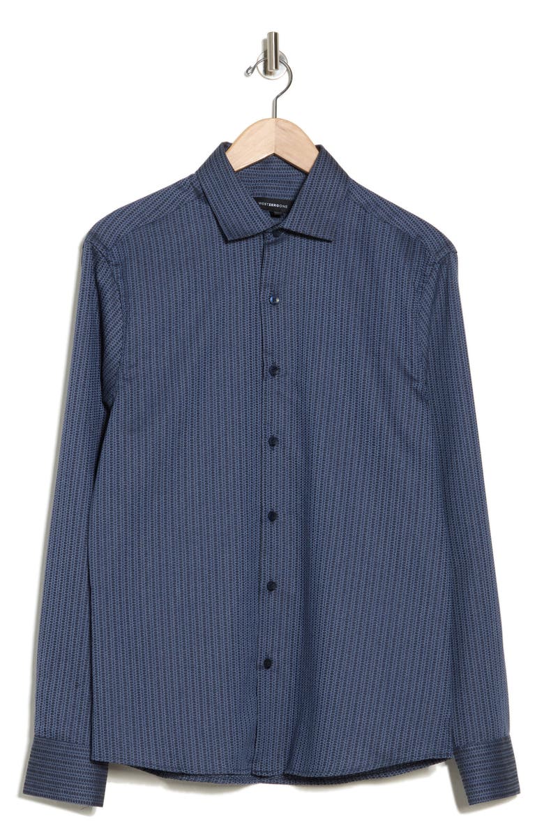 WESTZEROONE Evan Long Sleeve Button-Up Shirt, Alternate, color, Navy