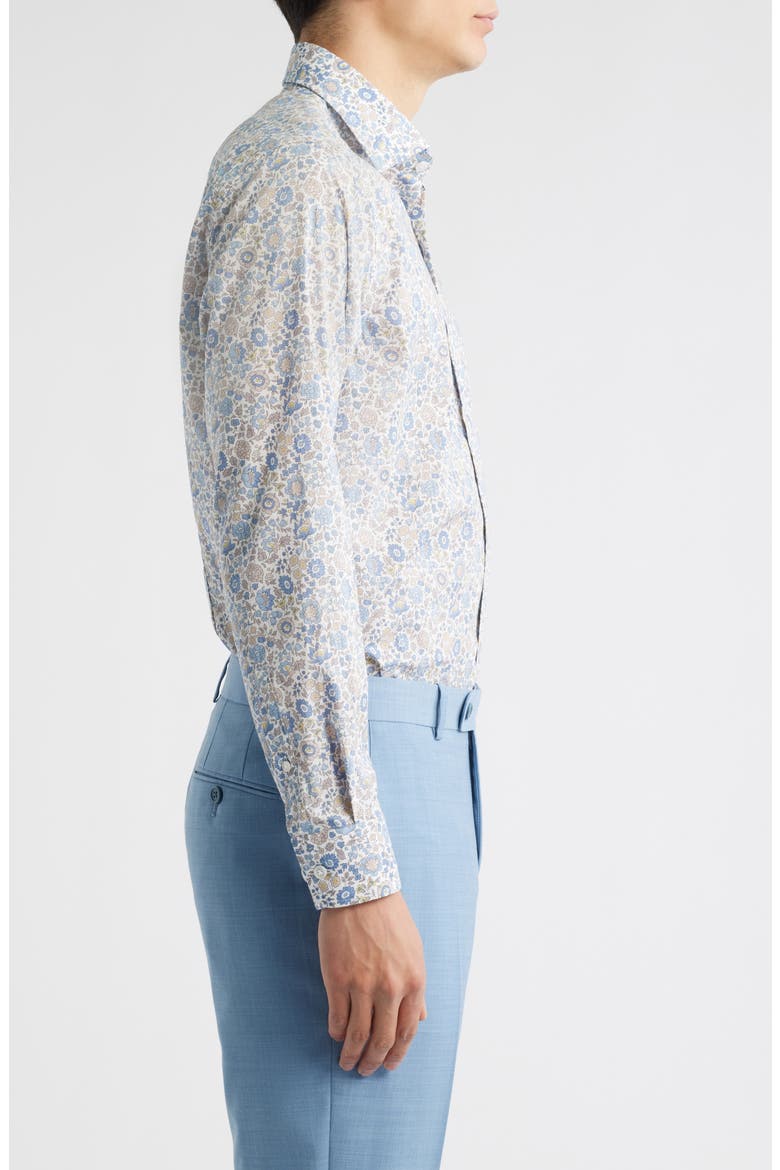 Bourget Floral Cotton Button-Up Shirt, Alternate, color, BLUE