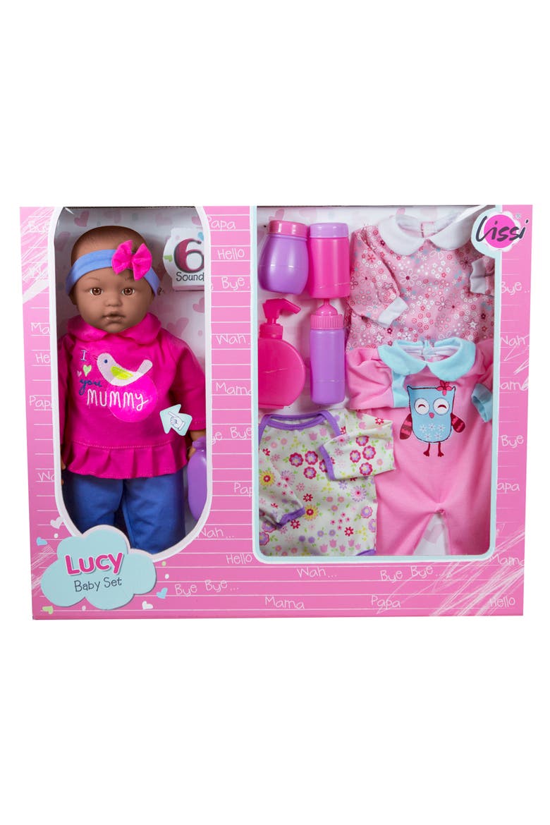 15 Inch Talking African American Baby Doll Set, Pink & Blue, I Love You Mummy, Alternate, color, Multicolored