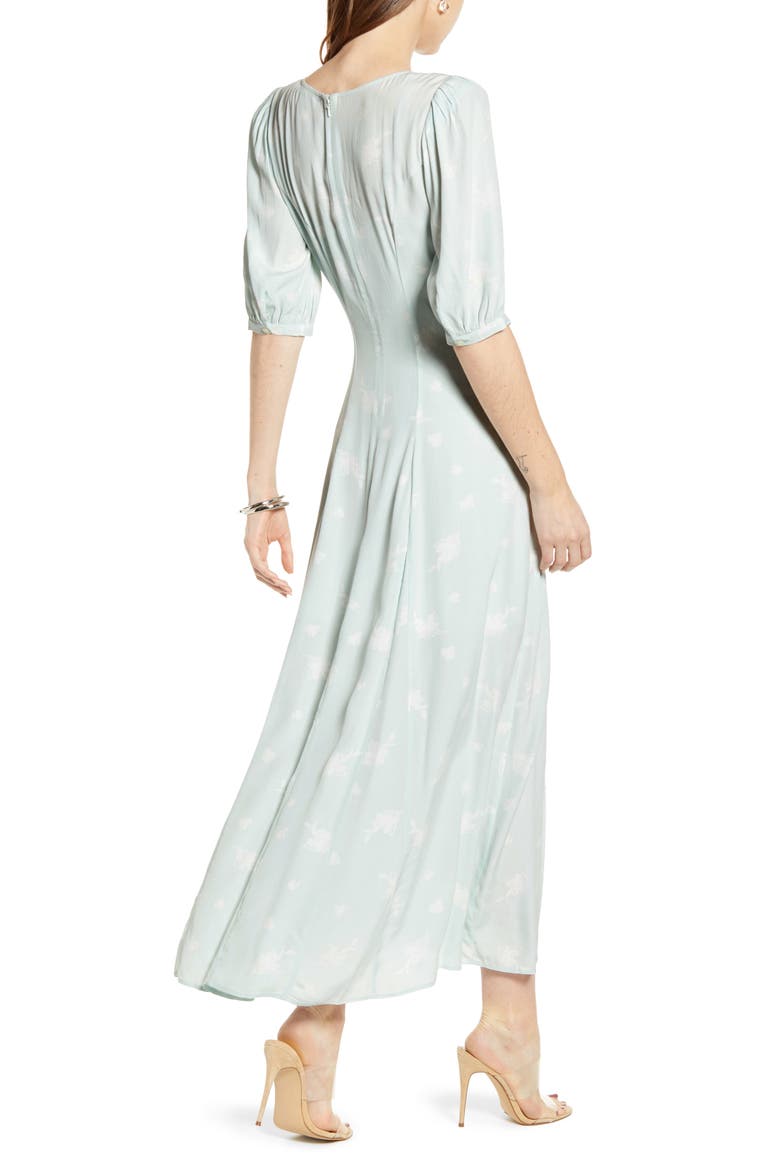 Print Dress (Nordstrom Exclusive), Alternate, color, TEAL CHALK ETCH FLOWERS