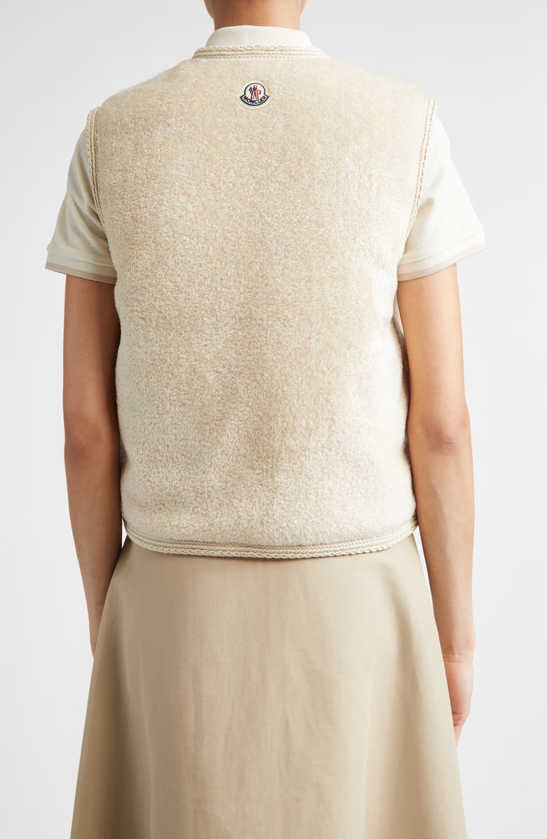 Moncler Mimosa Mixed Media Puffer Vest, Alternate, color, Ivory/ White