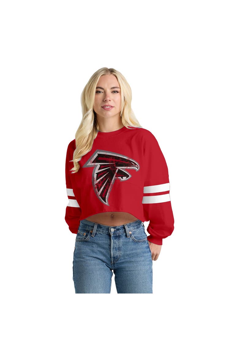 Women's Spirit Jersey  Red Atlanta Falcons Oversized Cropped Stripe Long Sleeve T-Shirt, Main, color, Red