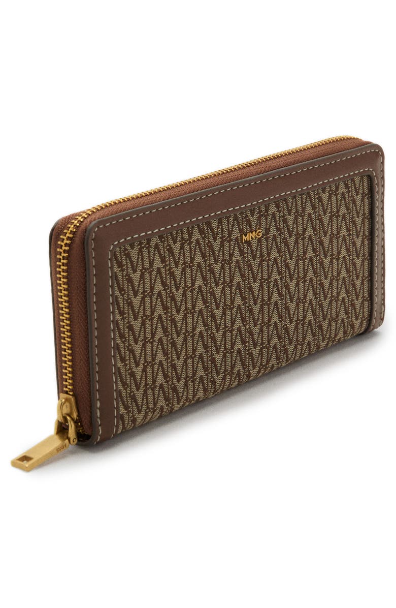 MANGO Large Logo Jacquard Zip Wallet, Alternate, color, Chocolate