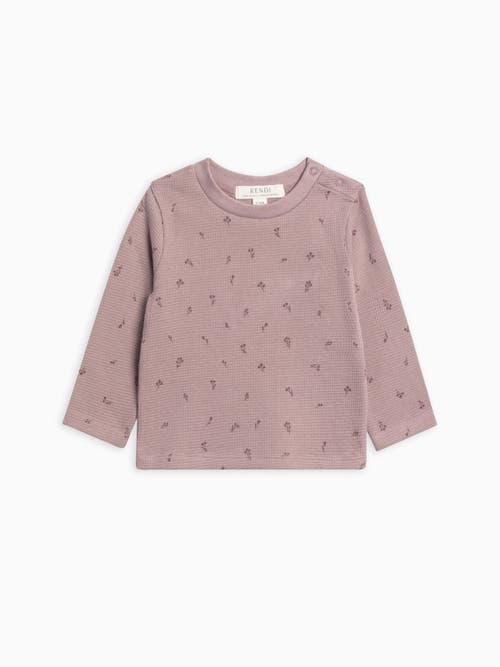Kendi Mesa Waffle Knit Long Sleeve Top In Pink