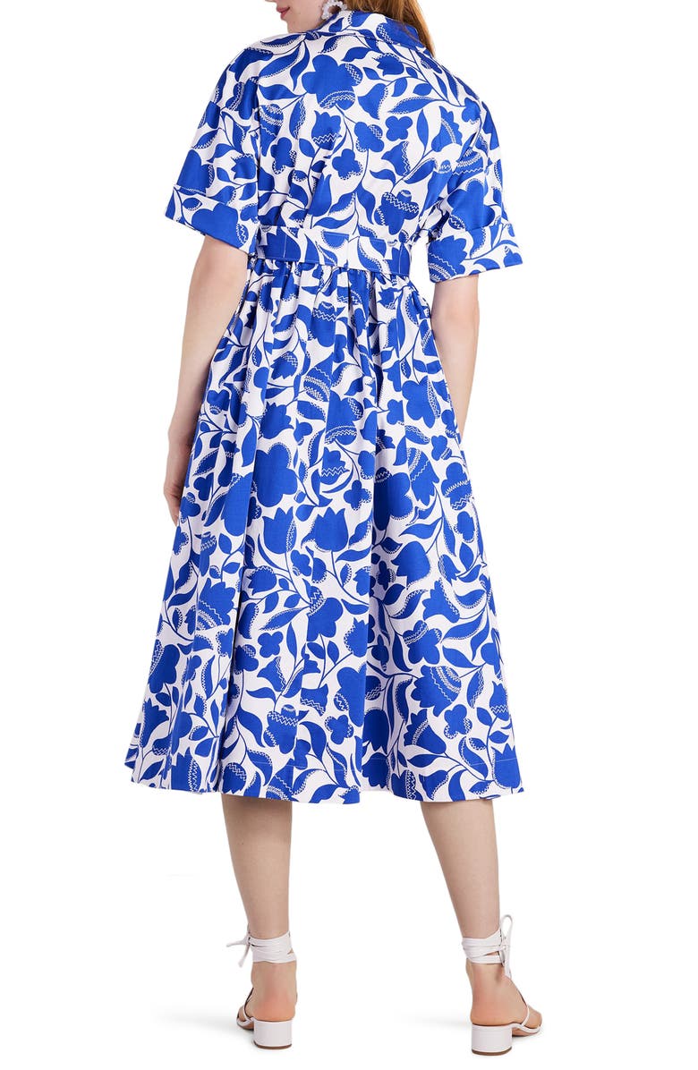 Kate Spade New York montauk zigzag floral stretch cotton shirdress, Alternate, color, 