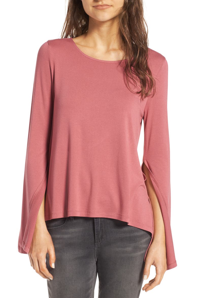 Split Sleeve Tee, Main, color, PINK MAUVE