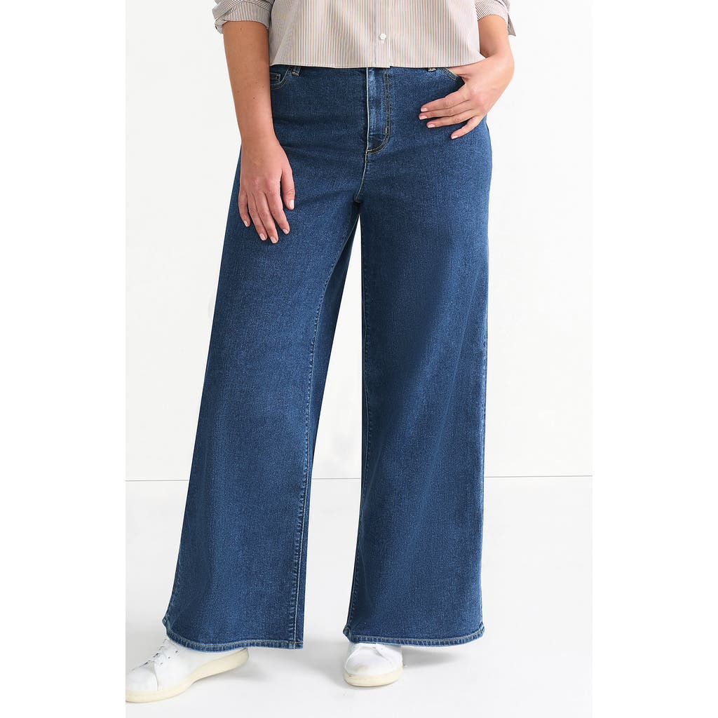 Shop Lands' End Recover Denim High Rise Extra Wide Leg Jeans In Crawford Wash