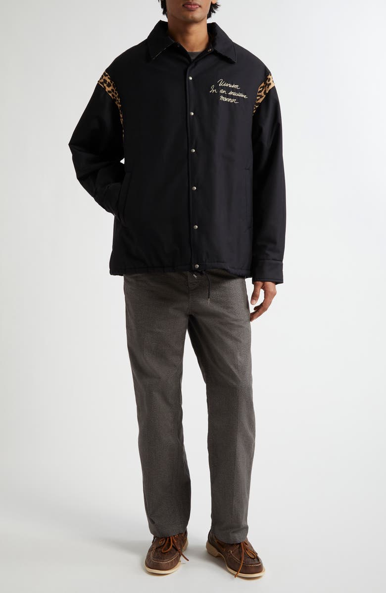 VISVIM Embroidered Linen & Cotton Coach's Jacket, Alternate, color, Black