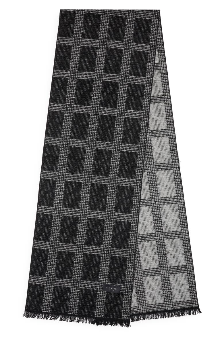 Plaid Silk Reversible Scarf, Alternate, color, GREY