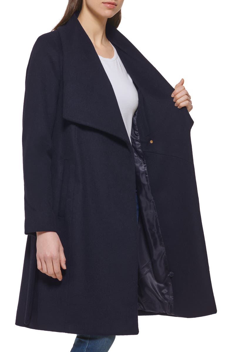 Slick Wool Blend Wrap Coat