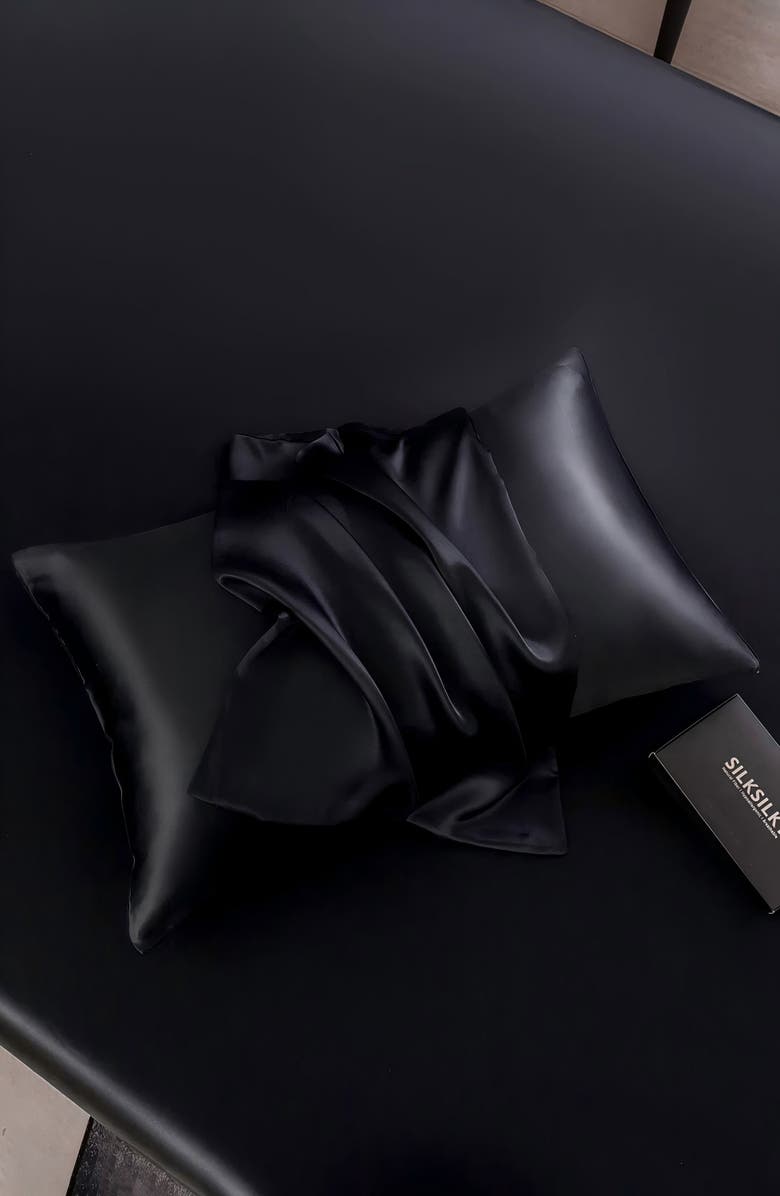 SILKSILKY 22Momme Mulberry Silk Hidden Zipper Pillowcase, Alternate, color, Black