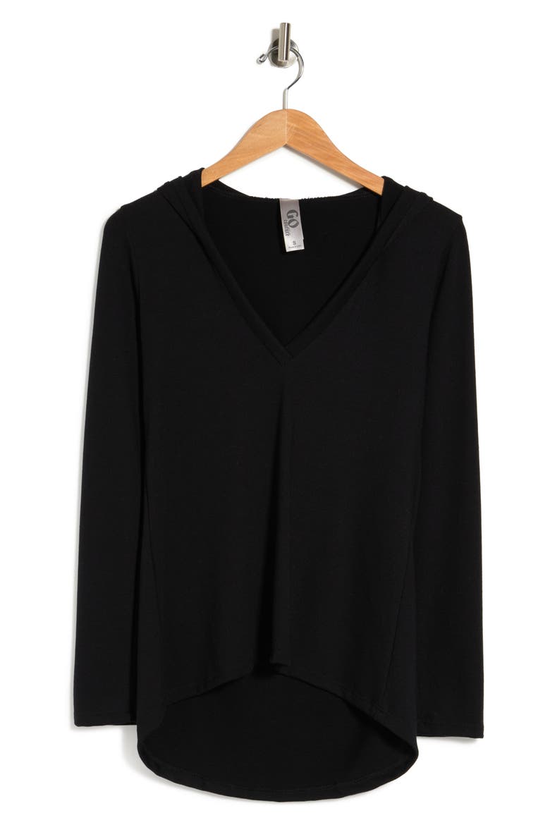 Hooded Tunic Sweater, Alternate, color, BLACK