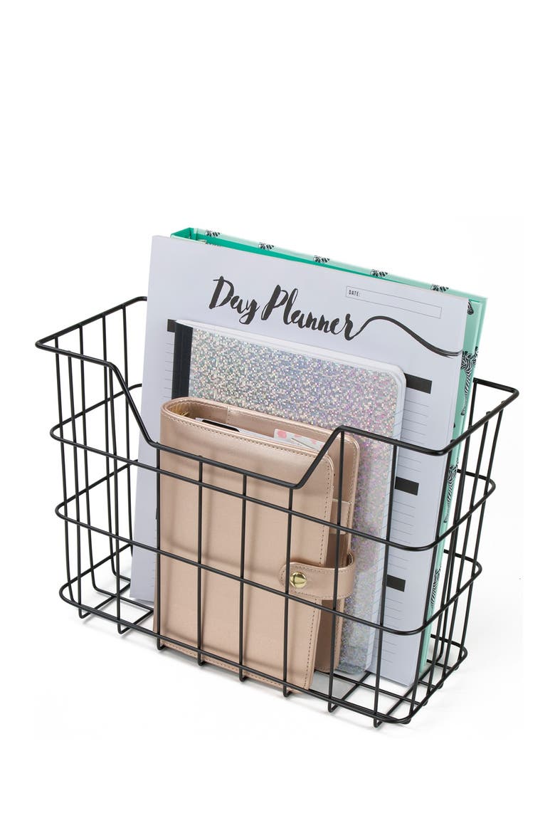 Copper Wire Metal Desk Organizer 5-Piece Set, Alternate, color, BLACK