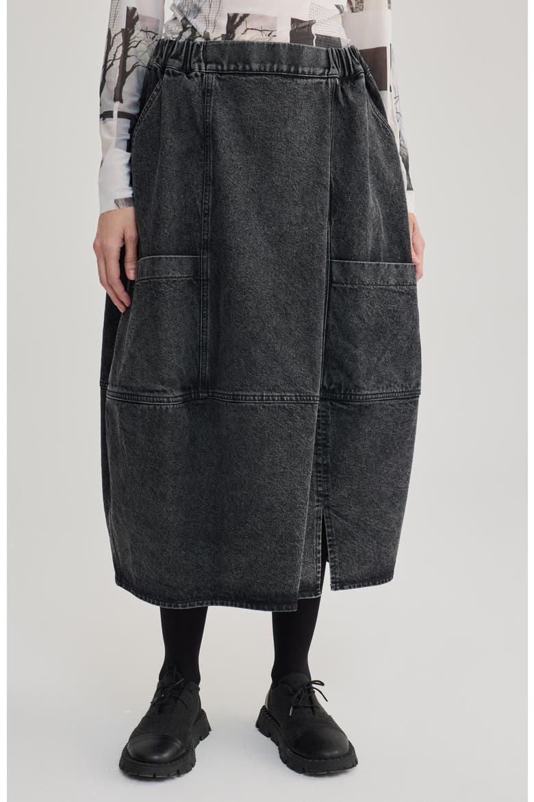 Noa Balloon Denim Skirt, Main, color, Black